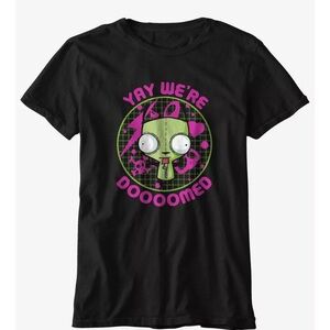 NWT Hot Topic Invader Zim We're Doomed Boyfriend Fit Girls T-Shirt, size XS.